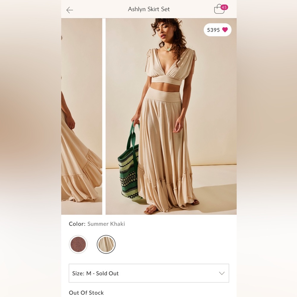 Free People Ashlyn Skirt Set- size medium